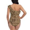thumbnail image 5 of Goofa Leopard Print Brown Pattern Women's One Piece Swimsuits Tummy Control Bathing Suits Asymmetric One Shoulder Swimwear-Small, 5 of 6