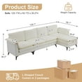 thumbnail image 2 of UBesGoo 130" L-Shaped Modular Sofa, Oversized Chenille Couch with Double Layered Cushions, 4 Seats Sleeper Set Living Room Furniture Sets, Off White, 2 of 8