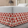 thumbnail image 1 of Christmas Bed Skirt, Vibrant Poinsettia Flowers with Galloping Reindeers and Snowflake, Elastic Bedskirt Dust Ruffle Wrap Around for Bedding Decor, 4 Sizes, Scarlet Ruby Beige, by Ambesonne, 1 of 2