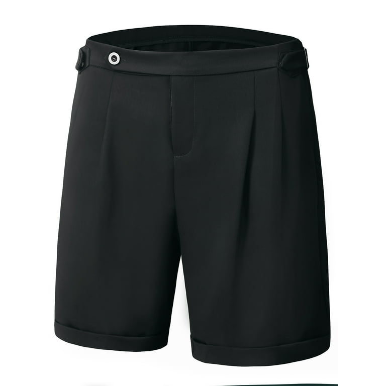 Unique Bargains Men's Pleated Front Chino Shorts Black 28