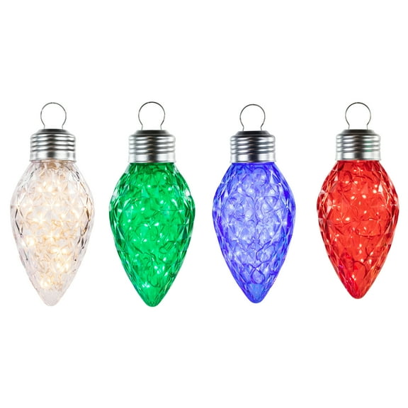 4 Count LED Multi-Color Giant C9 Faceted Twinkle Christmas Lights 12 ft White Wire