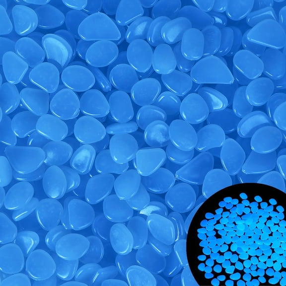 100Pcs 15-20mm Glow in The Dark Stones Blue Glow Stones Glowing Rocks Luminous Pebbles for Outdoor Decor,Garden Yard,Walkway,Pathway