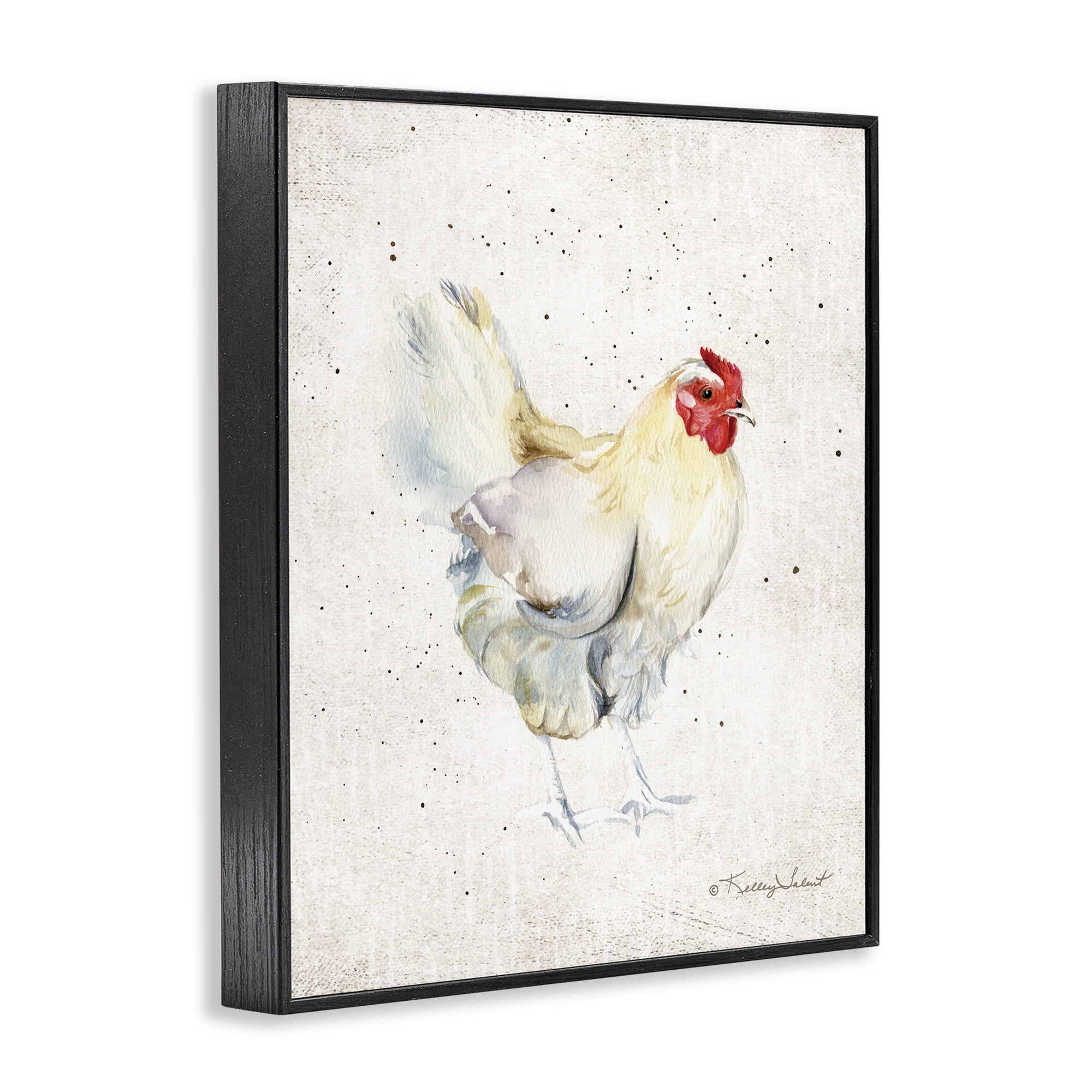 Stupell Industries Chicken with Speckled Paint Animals & Insects Painting Black Framed Art Print Wall Art, 24 x 30