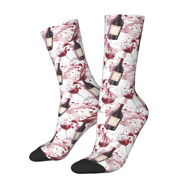 Balery Watercolor Wine Calcetas Largas con Estampado para Hombre y Mujer – Suaves y Transpirables, Talla Única (US 5-11)