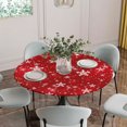 thumbnail image 5 of Red Snowflake Christmas Round Tablecloth for 55-60 Inch Tables,Fitted Table Cover with Elastic Edge,Xmas Snowflake Modern Art Winter Waterproof Outdoor Table Cloth Protector for Patio Garden Dinner, 5 of 9