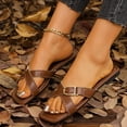 thumbnail image 6 of HomeDM Women's Flat Sandals Dressy Square Open Toe Comfortable Slide Sandals Summer Slip On Cross Strap Beach Sandals, Coffee Size 8.5, 6 of 9