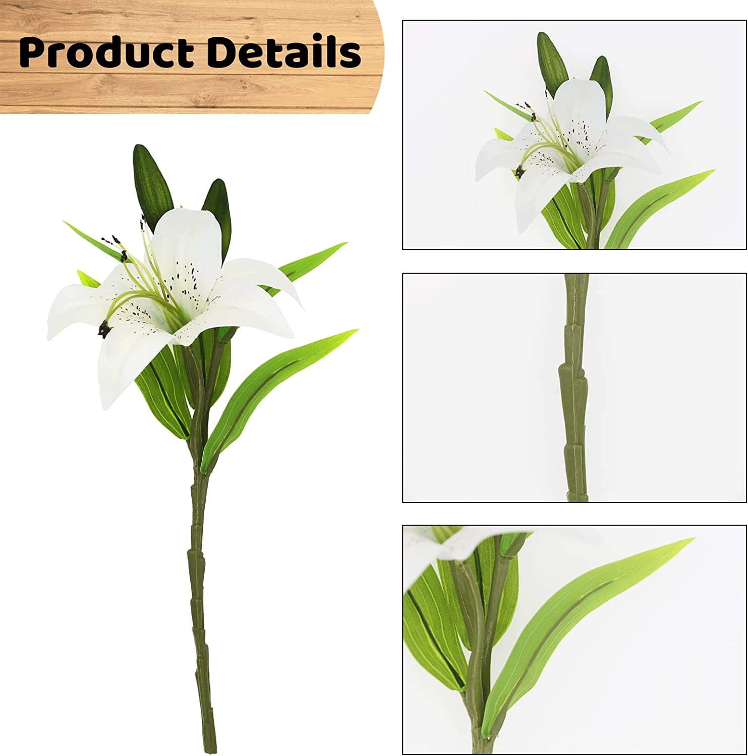 Artificial Tiger Lily Real Touch Lily Easter Lily Fake Spring Flowers for Wedding Home Party Easter Decoration Plastic Lily Faux Flowers (White, 8)