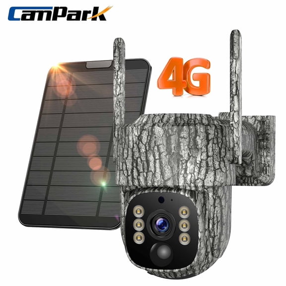 Campark 4G LTE Cellular Trail Camera Solar Live Feed 2.5K 360° View Game Camera Human Auto Tracking No WiFi Needed for Hunting & Outdoor Security