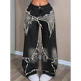 thumbnail image 5 of Women Y2K Baggy Jeans Girls Star Patchwork Wide Leg Raw Hem Denim Pants Hip Hop Streetwear Preppy Clothes Black XL, 5 of 7