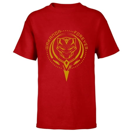 Marvel Black Panther: Wakanda Forever New Panther Mask Icon - Short Sleeve T-Shirt for Kids - Customized-Red