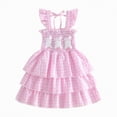 thumbnail image 1 of Gubotare Robes pour Enfants Robe pour Tout-Petites Filles Été à Volants Manches Volantées Robes pour Enfants 2T 3T (Rouge,2-3 Ans), 1 of 5