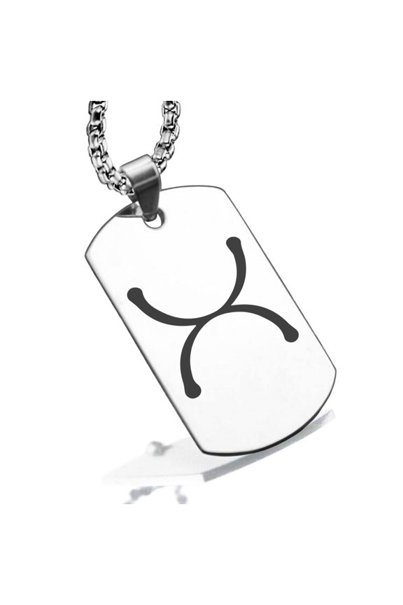 Stainless Steel Tin Alchemy Symbol Dog Tag Pendant Necklace