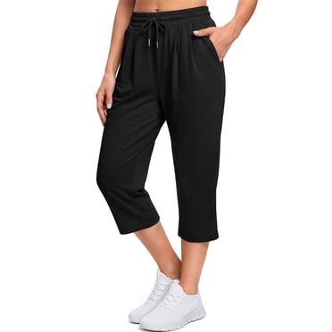 Fantaslook Women Capri Pants High Waisted Drawstring Summer Yoga Pants Workout Cropped Joggers Lounge Pants with Pockets