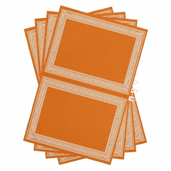 Burnt Orange Geometric Kitchen Towels Set of 4, Water Absorbent Dish Towel, Country Greece Key Art Decorative Hand Towels - Quick Drying Cloth for Cooking Baking, 18x28 Inch