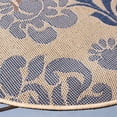 thumbnail image 3 of SAFAVIEH Courtyard Cindy Floral Indoor/Outdoor Area Rug, 5'3" x 5'3" Round, Natural Brown/Blue, 3 of 7