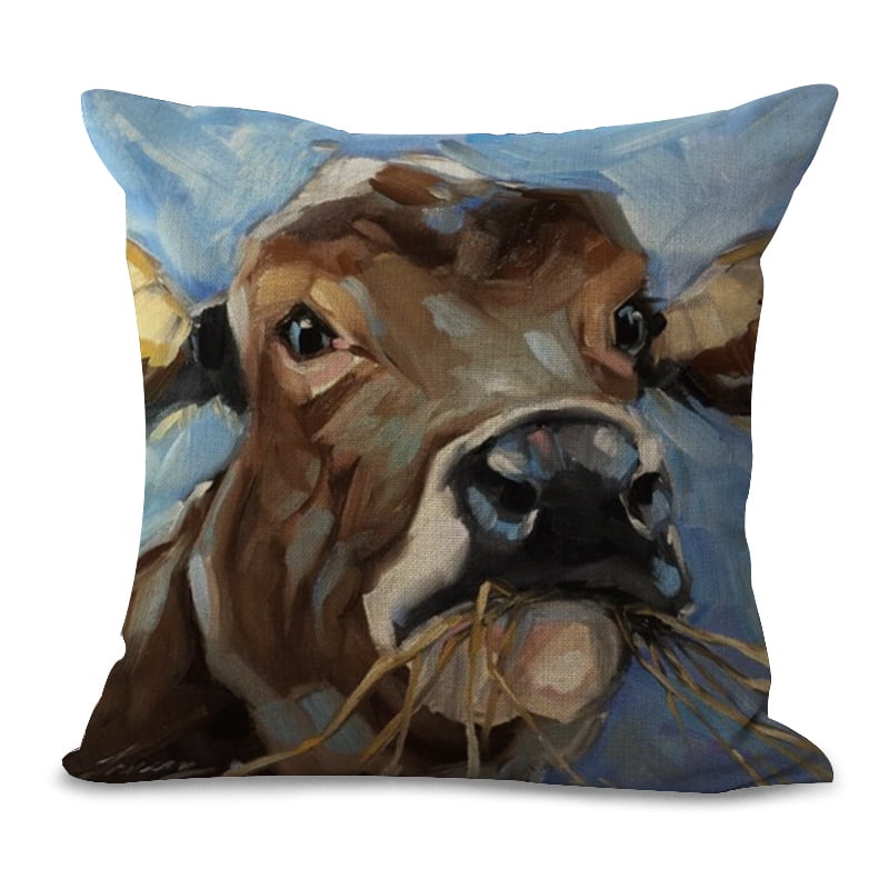 18 inch Cow Print Pillowcase Cotton Linen Pillow Case Home Bedding Sofa Decorative Cushion Cover
