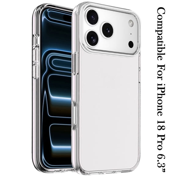 Phone Case for Apple iPhone 18 Pro Shockproof Thick 3mm Clear Heavy Duty Drop Resistant TPU Reinforced Corner Protective Transparent Durable Cover [Clear]