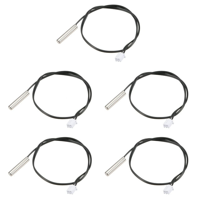 Unique Bargains 5pcs 20K Temperature Sensor Probe Stainless Steel NTC Thermal Sensor Probe 30cm Digital Thermometer Extension Cable
