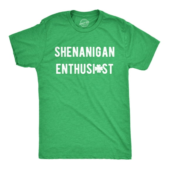 Mens Shenanigan Enthusiast T Shirt Funny St Patricks Day Party Novelty Tee Graphic Tees