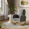 thumbnail image 2 of Nursery Rocking Chair, Rocking Chair Nursery for Mom, Comfy Upholstered Nursery Rocker with High Back & Pocket, Modern Wingback Accent Chair for Reading Living Room Bedroom, 2 of 7