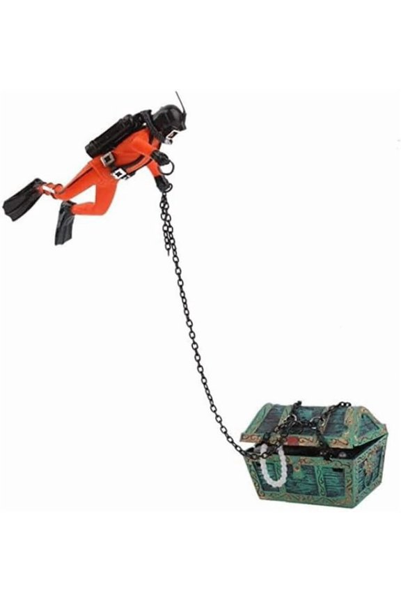 Undersea Treasure Chest Diver Artificial Fish Tank Ornaments Aquarium Ornament, Underwater Decor Fish Tank Decoration
