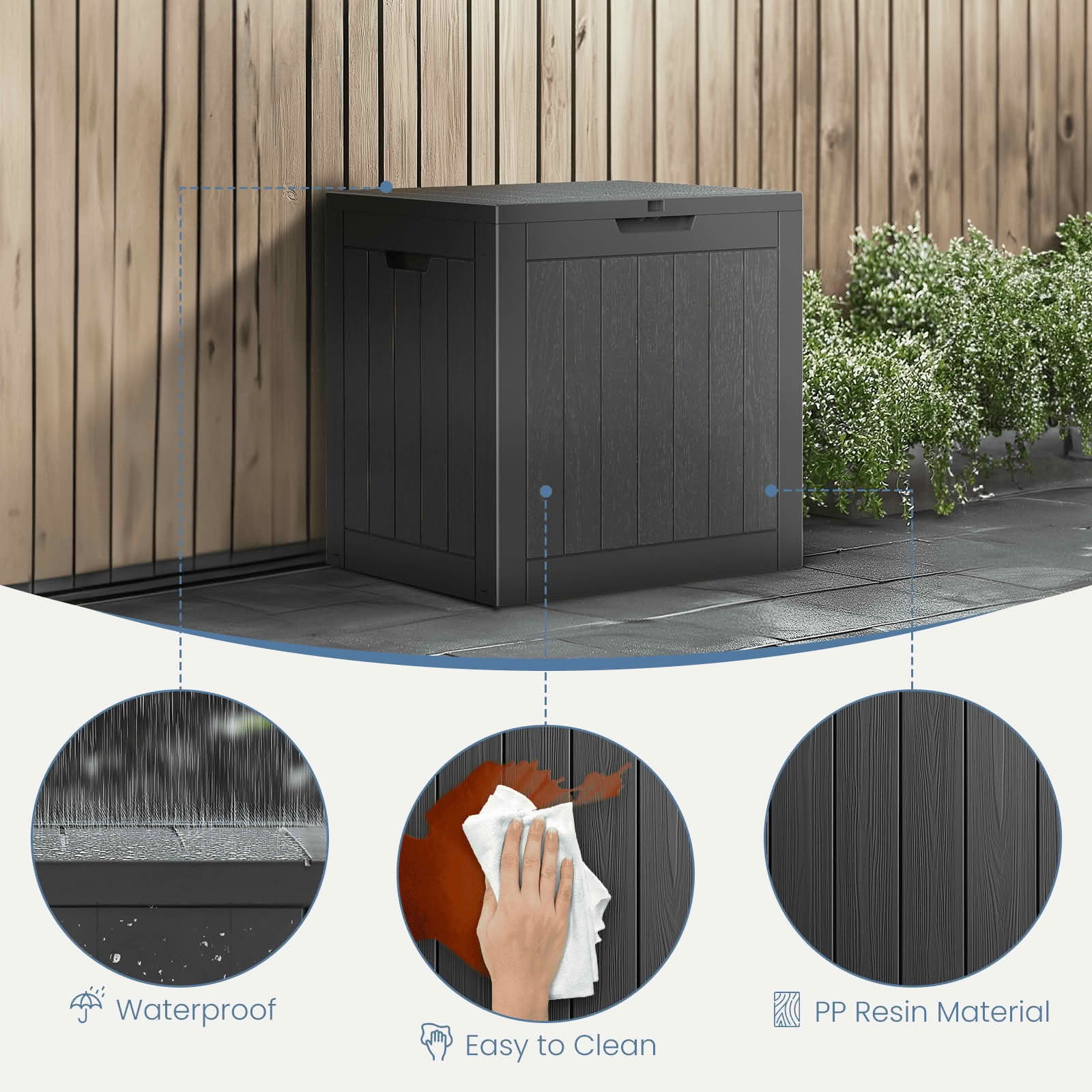 MAYEERTY 31 Gallon Deck Box Weatherproof Resin Lockable for Outdoor and Indoor Storage