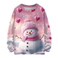 thumbnail image 2 of Women's Casual Long Sleeve Woolen Christmas Sweatshirt Fall Vacation Long Sleeve Pullover for Fall and Winter, Festive and Comfortable, Ideal as Christmas Sweaters for Women ,Pink,S, 2 of 4