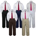 thumbnail image 1 of 3pc Burgundy Marron Tie Suit Shirt Pants Set Baby Boy Toddler Kid Uniform S-7, 1 of 1