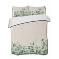 thumbnail image 2 of Quilts Twin XL Size, Vintage Flower Soft Comforter Bedding Set for Bed, Blue Green Floral Wildflower Leaves Lightweight Quilted Bedspread with Pillow Cover(2 Pieces) for All Season, 68x98 Inch, 2 of 6