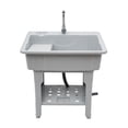 thumbnail image 2 of ChicHomey Gray Freestanding Utility Sink Laundry Tub with Storage Shelf ,360° Rotating Faucet, Free-Standing Installation,Multifunctional Laundry Sink, 2 of 10
