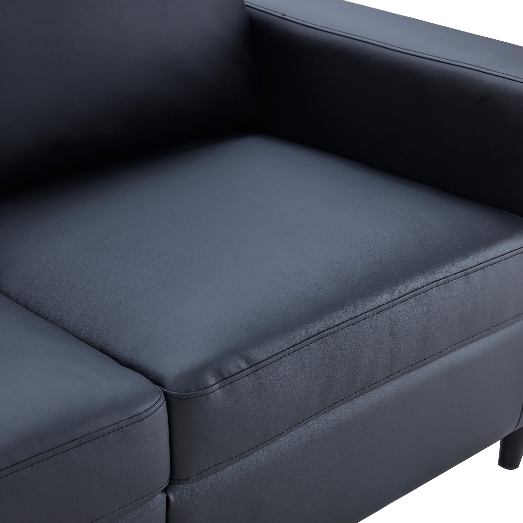 Veryke Contemporary Home Office Upholstered Loveseat Sofa with Wood Frame in Black PU Leather Veryke Contemporary Home Office Upholstered Loveseat Sofa with Wood Frame in Black PU Leather