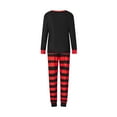thumbnail image 4 of Christmas Family Pajamas Matching Set Letter Print Long Sleeve Tops and Striped Pants Loungewear Soft Sleepwear, 4 of 9