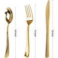 thumbnail image 2 of Conjunto combinado de utensilios de fiesta de plástico dorado. Cubiertos desechables muy resistentes. Fuerte, duradero, ideal para fiestas, cumpleaños, cenas y bodas de lujo (dorado) JAMW Sencillez, 2 of 3