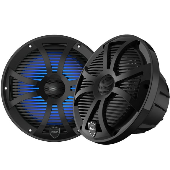 Wet Sounds REVO 8-SWB Black Closed SW Grille 8 Inch Marine LED Coaxial Speakers (pair)