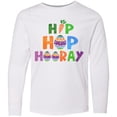 thumbnail image 3 of Inktastic Easter Hip Hop Hooray with Eggs and Carrot Long Sleeve Youth T-Shirt, 3 of 5