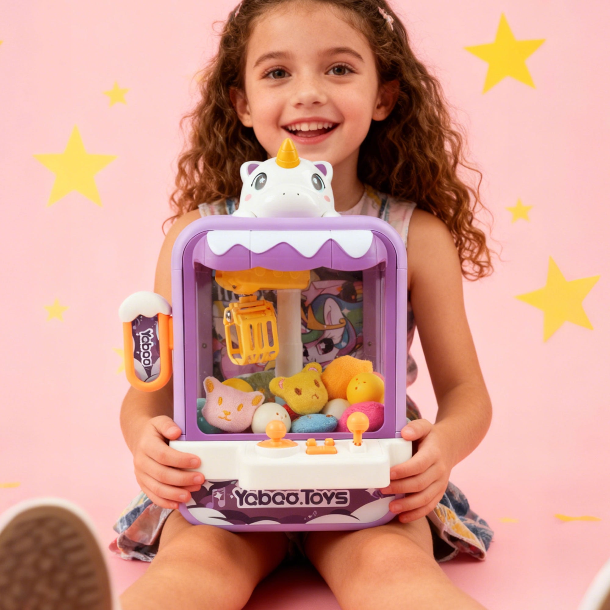 JBeeCtrl Claw Machine for Kids Mini Vending Machine Unicorn Toys for Girls 3-8 Candy Prize Dispenser Electronic Arcade Game Toy for Party Christmas Birthday Gifts