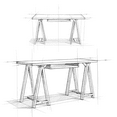 thumbnail image 5 of Simpli Home Sawhorse SOLID WOOD Modern Industrial 60 inch Wide Writing Office Desk in White, 5 of 9