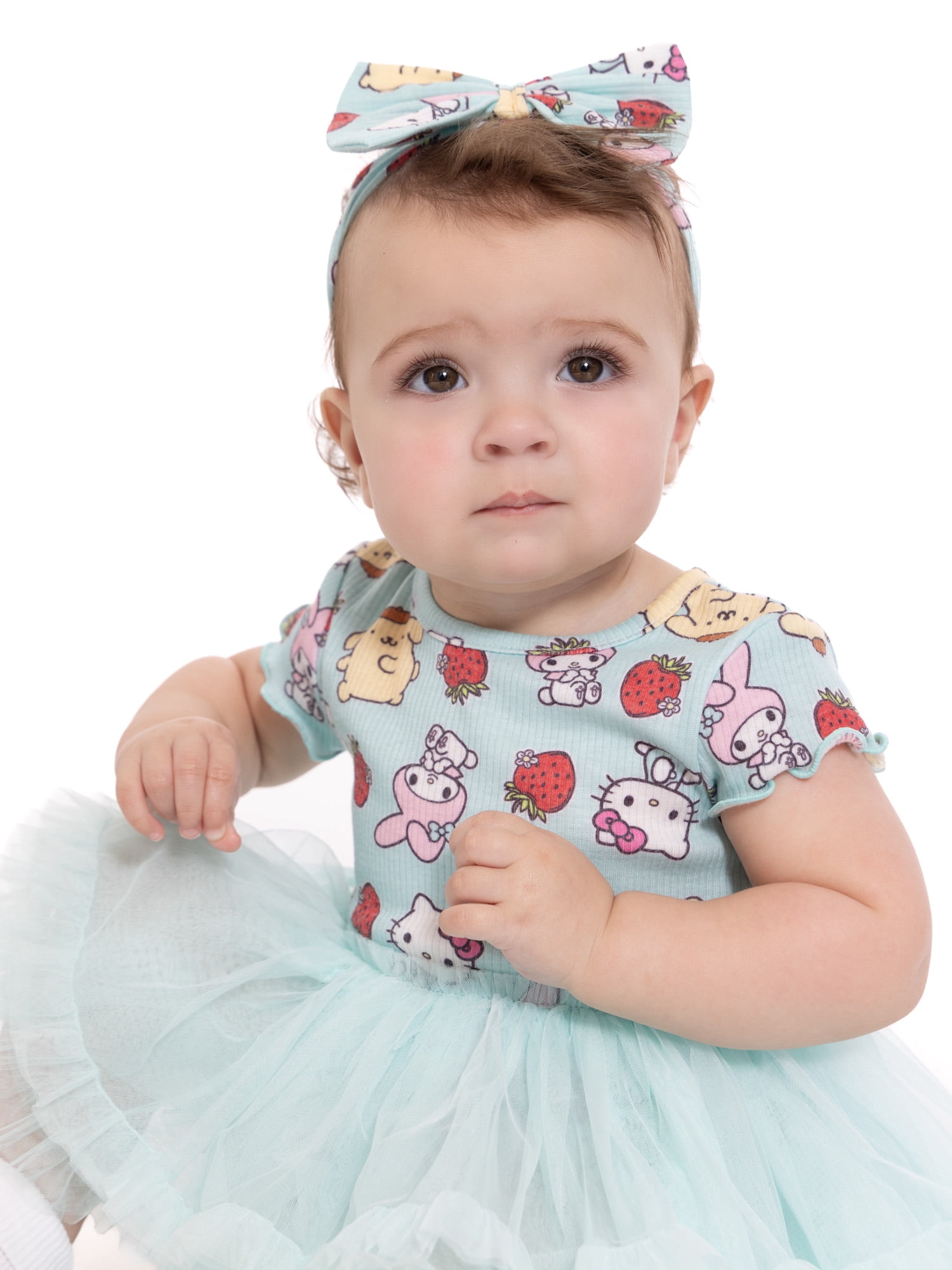 Hello Kitty and Friends Baby Girls Tutu Dress Bodysuit with Matching Headband, 2-Piece, Sizes Newborn-24M