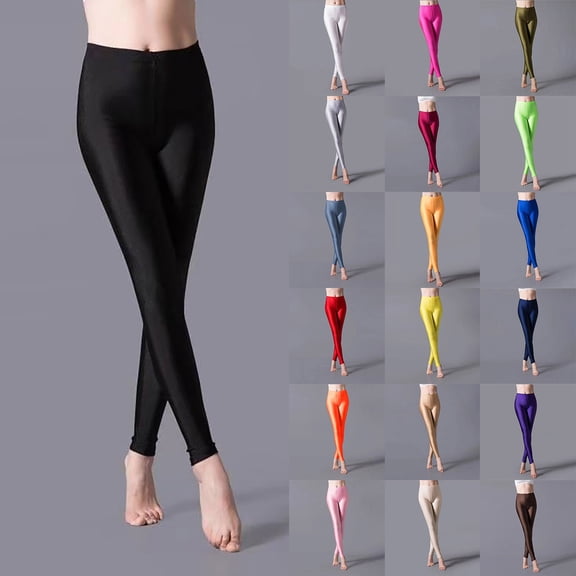 Shiny High Waist Yoga Pants for Women Comfortable Flexible Tummy Control Exercise Leggings
