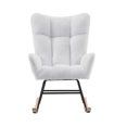 thumbnail image 6 of Nursery Rocking Chair, Faux Fur Upholstered Armchair with Ergonomic Backrest for Adult, Modern Glider Rocker Chair with Wooden Legs and Metal Frame for Offices, Living Room and Balcony, White, 6 of 9
