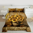 thumbnail image 2 of Homewish Rustic Sunflower Full Size Comforter Sets,Old Barn Door Bedding Comforter Set,Country Floral Bedding Sets For Girls Boys,Luxury Bedroom Decor Reversible,3-Piece, 2 of 8