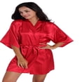 thumbnail image 5 of LYMAYTER Kimono Robe for Women Summer Solid Color Short Robe Fashion Satin Cozy Sleepwear Bathrobe S-3XL, 5 of 8