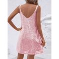 thumbnail image 2 of Women's Champagne Gold Sequin Sleeveless V-Neck Mini Dress - Party Cocktail Evening Wear, 2 of 4