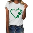 thumbnail image 1 of Mode Femme T-Shirt à Manches Courtes Col Rond Imprimé Cœur pour la Saint-Patrick Décontracté Ample, 1 of 1