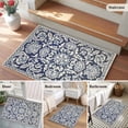 thumbnail image 5 of 2x3 Ft Entryway Area Rug, Blue Boho Flower Kitchen Rug Runner Washable Floor Mat, Country Vintage Tribal Ethnic Motifs Non Slip Indoor Door Mat Throw Carpet for Bathroom Living Room Bedroom, 5 of 8