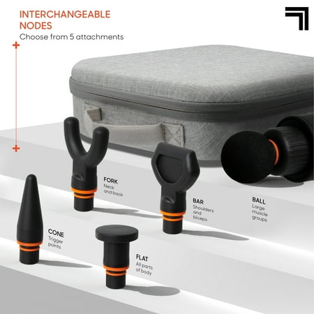 Sharper Image Powerboost Deep Tissue Percussion Massage Gun for Full Body Recovery, 5 Attachments, Whisper Quiet, Rechargeable