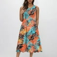 thumbnail image 3 of JTZGDY Women's Summer Tank Midi Dress with Pockets Loose Fit Casual Sleeveless A-Line Dress Crew Neck Floral T-Shirt Dress Flowy Beach Sundress Blue L, 3 of 10