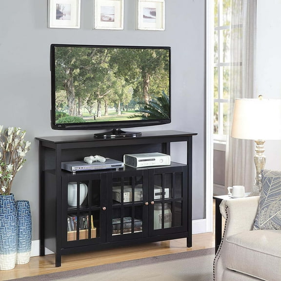 Convenience Concepts Big Sur Deluxe 55 inch TV Stand with Storage Cabinets and Shelf, Black