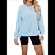 thumbnail image 3 of Sudadera Informal de Cuello Redondo para Mujer, Holgada, Suave y de Larga Azul S, 3 of 10