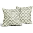 thumbnail image 2 of Set of 2 Green Grey Block Print Pillow Covers 24x24 Inch, Vintage Floral Spring Decorative Throw Pillow Cases Boho Rustic Cushion Covers for Farmhouse Sofa Couch Bed Decor, 2 of 16